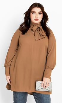 Neck Tie Tunic - caramel