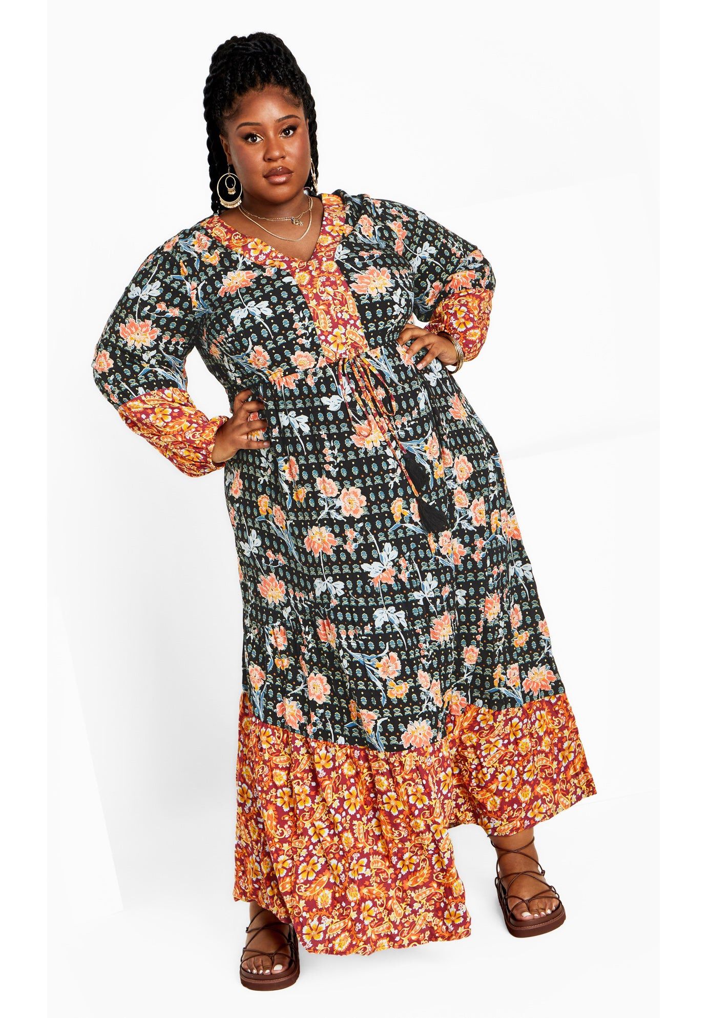 Cynthia Spliced Maxi Dress, BLACK COMBO, hi-res image number 0