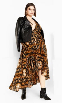 Freya Placement Maxi Dress - black