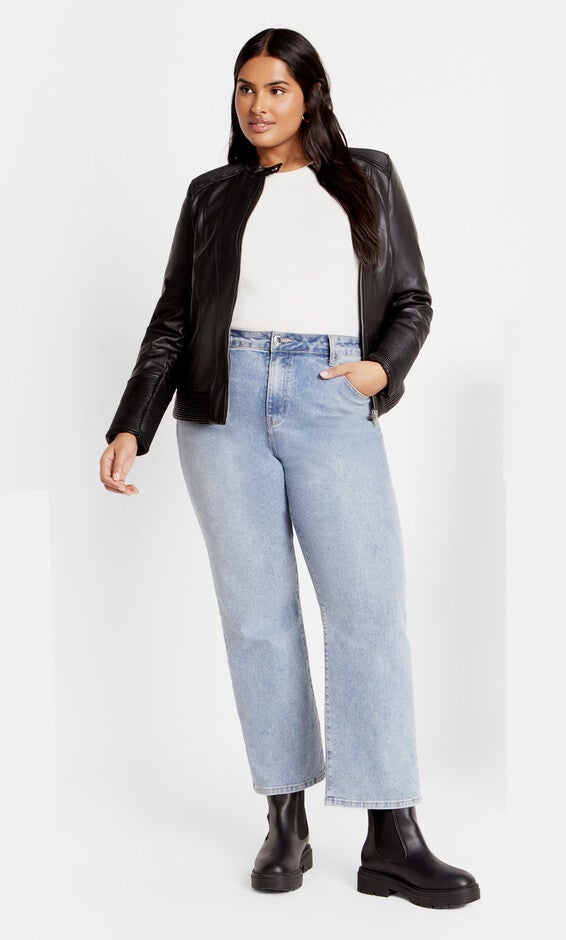 Ribbed Biker Jacket - black, BLACK, alternate image number 2