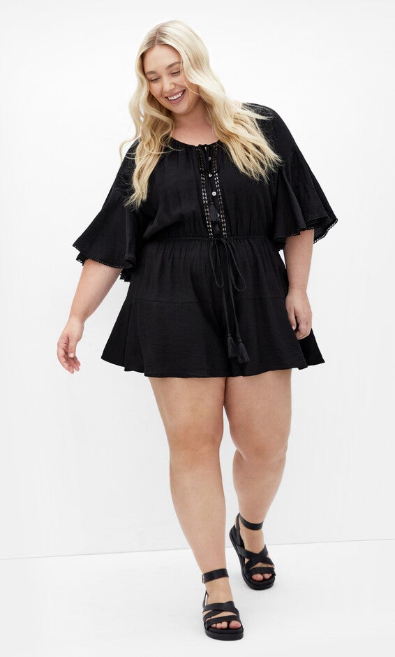 Harlow Lace Playsuit - black, BLACK, alternate image number 1