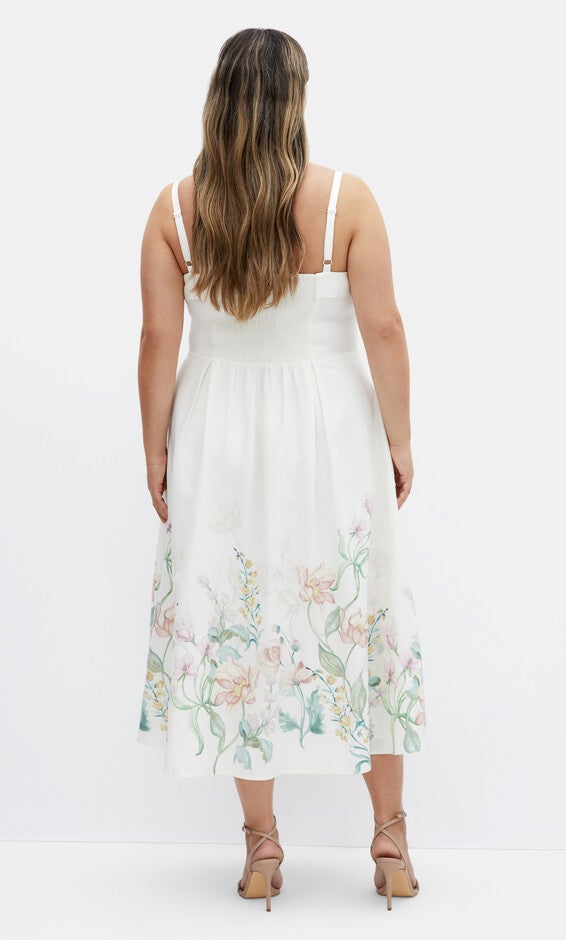 Love Fleur Linen Dress - ivory, CREAM, alternate image number null