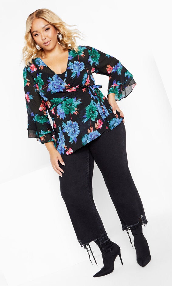 Charlie Print Top - black, BLACK, alternate image number null