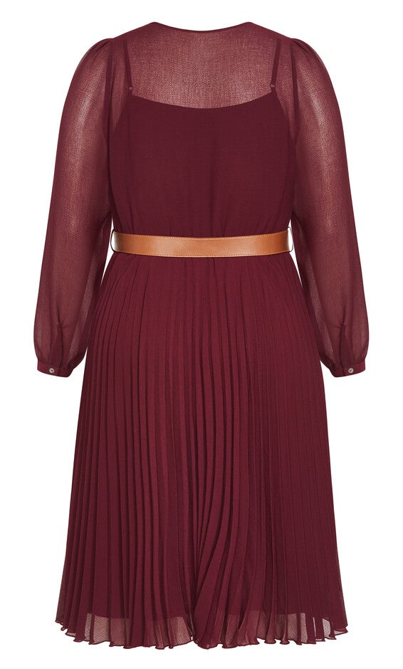 Precious Pleat Dress - oxblood, RED, alternate image number null