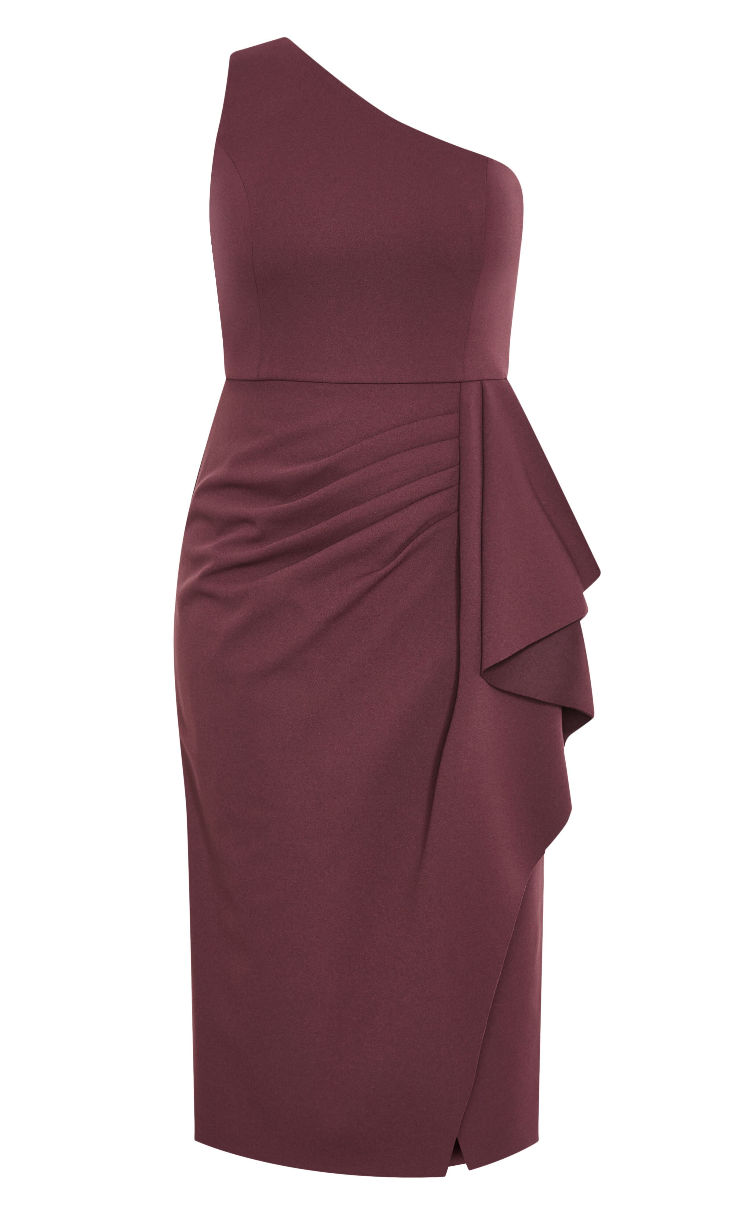 Priyanka One Shoulder Dress - choc cherry, RED, alternate image number 3