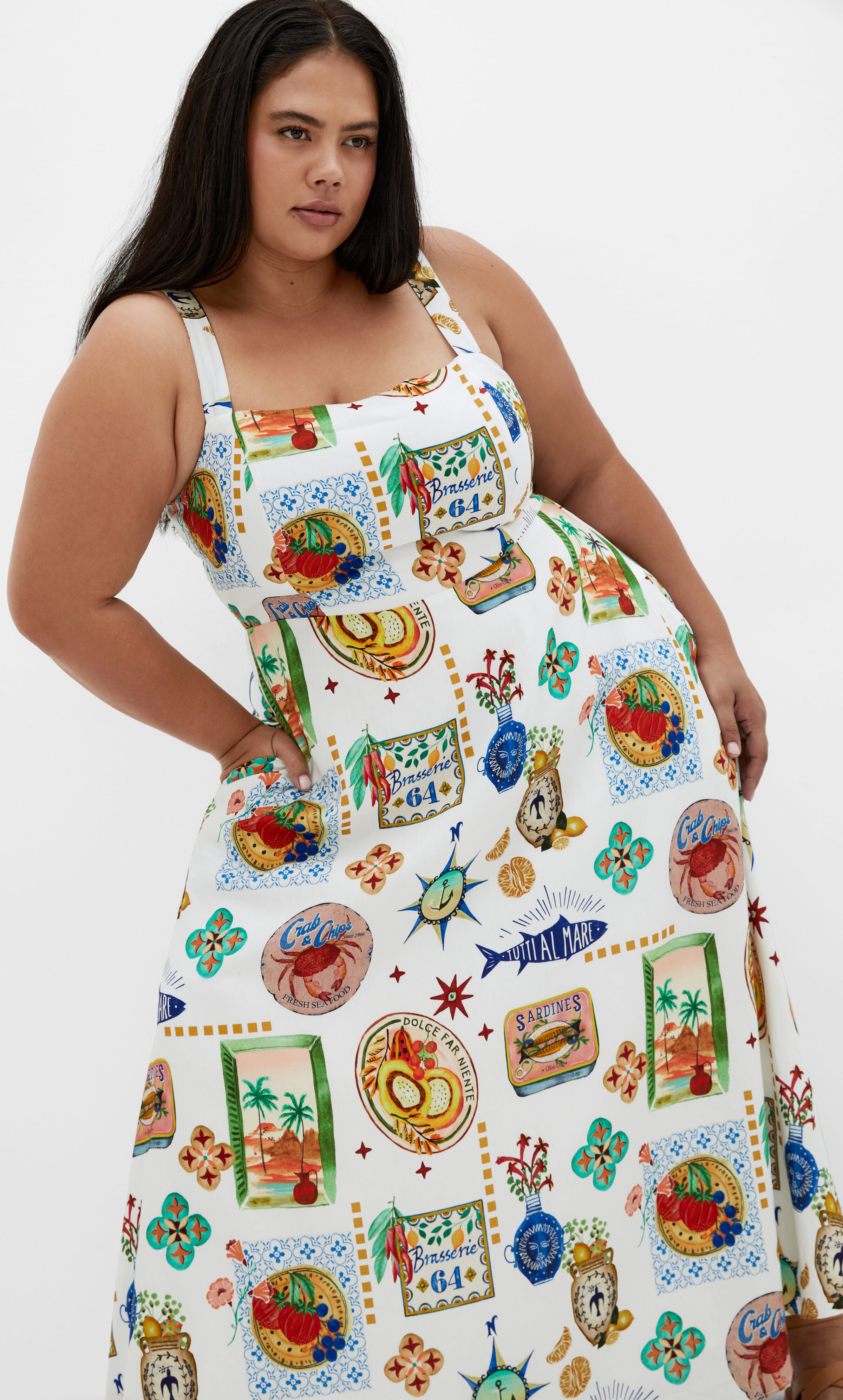 Capria Print Maxi Dress - print, WHITE, alternate image number 2