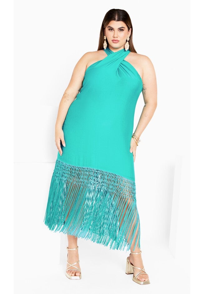 Calypso Fringe Dress - lagoon, BLUE, on-hover image number null