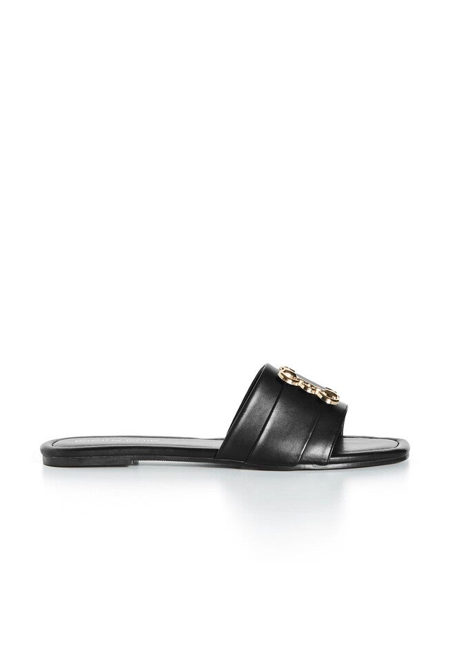 Bejewel Gold Chain Slide - black, BLACK, on-hover image number null