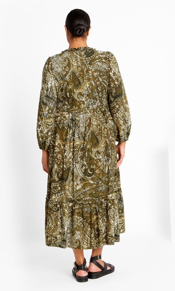 Gaia Print Dress - olive, OLIVE, alternate image number 1