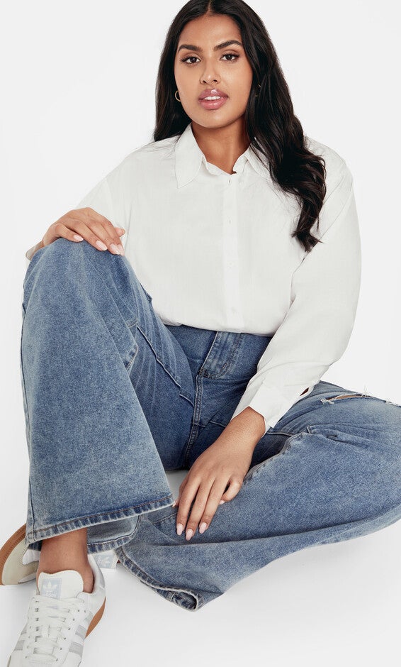 Classic Crop Shirt - ivory, WHITE, alternate image number 1