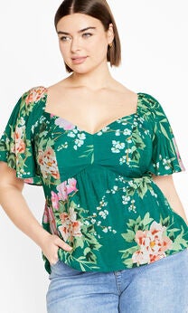 Marci Print Top - jade