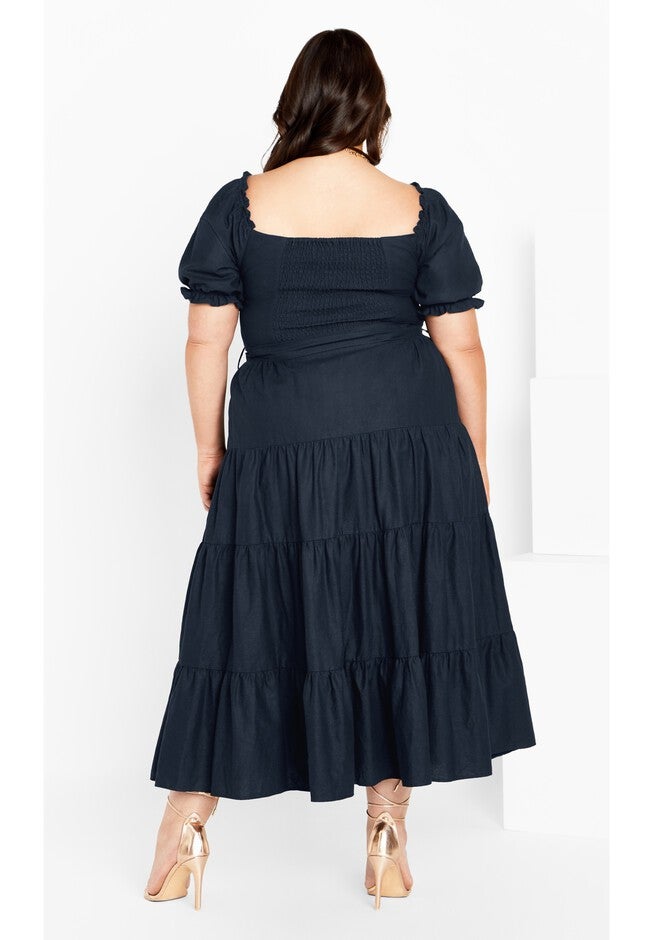 Puff Sleeve Maxi Dress - navy, BLUE, alternate image number 2
