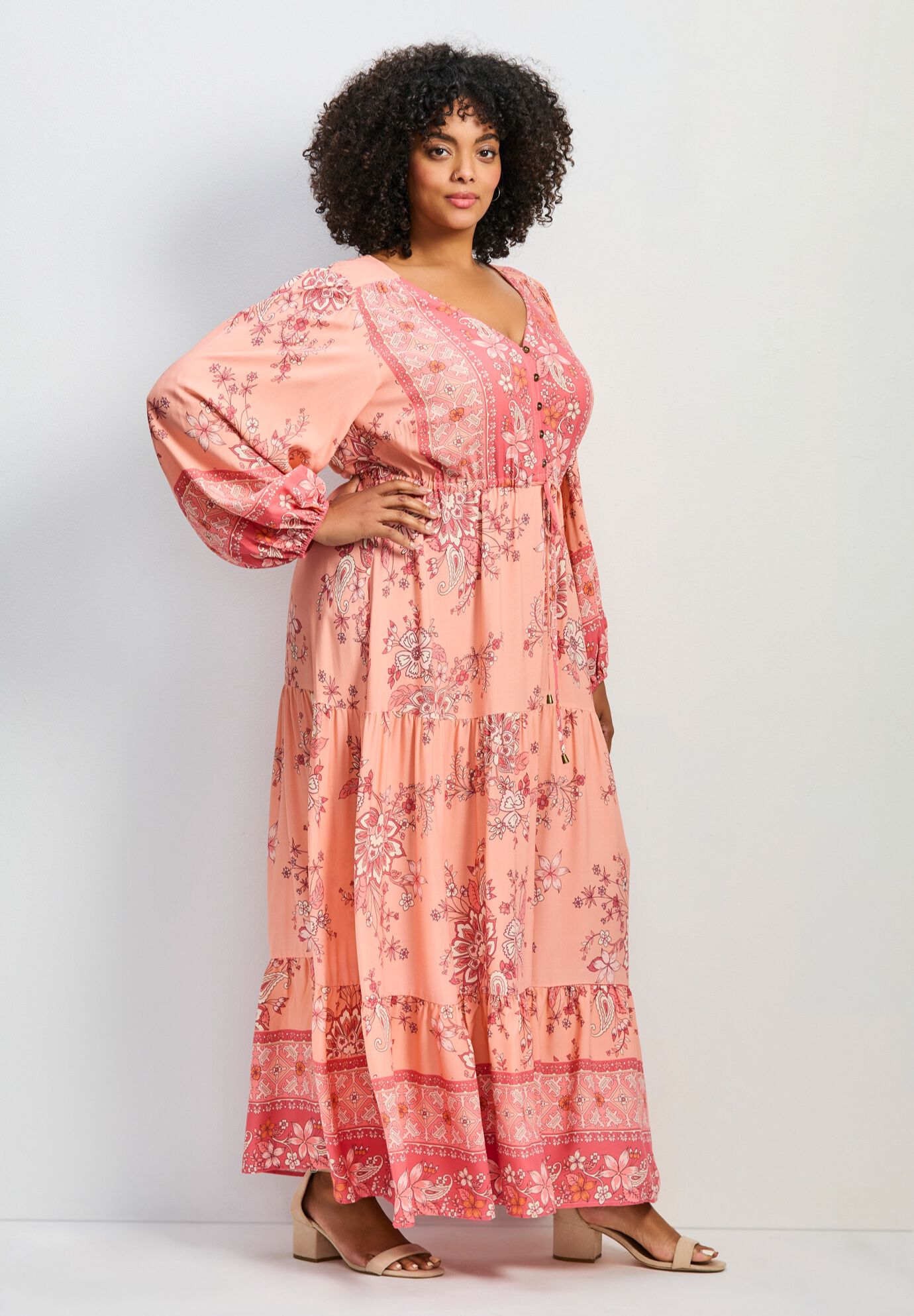 Ellery Long Sleeve Maxi Dress, CORAL FANTASY, alternate image number 2