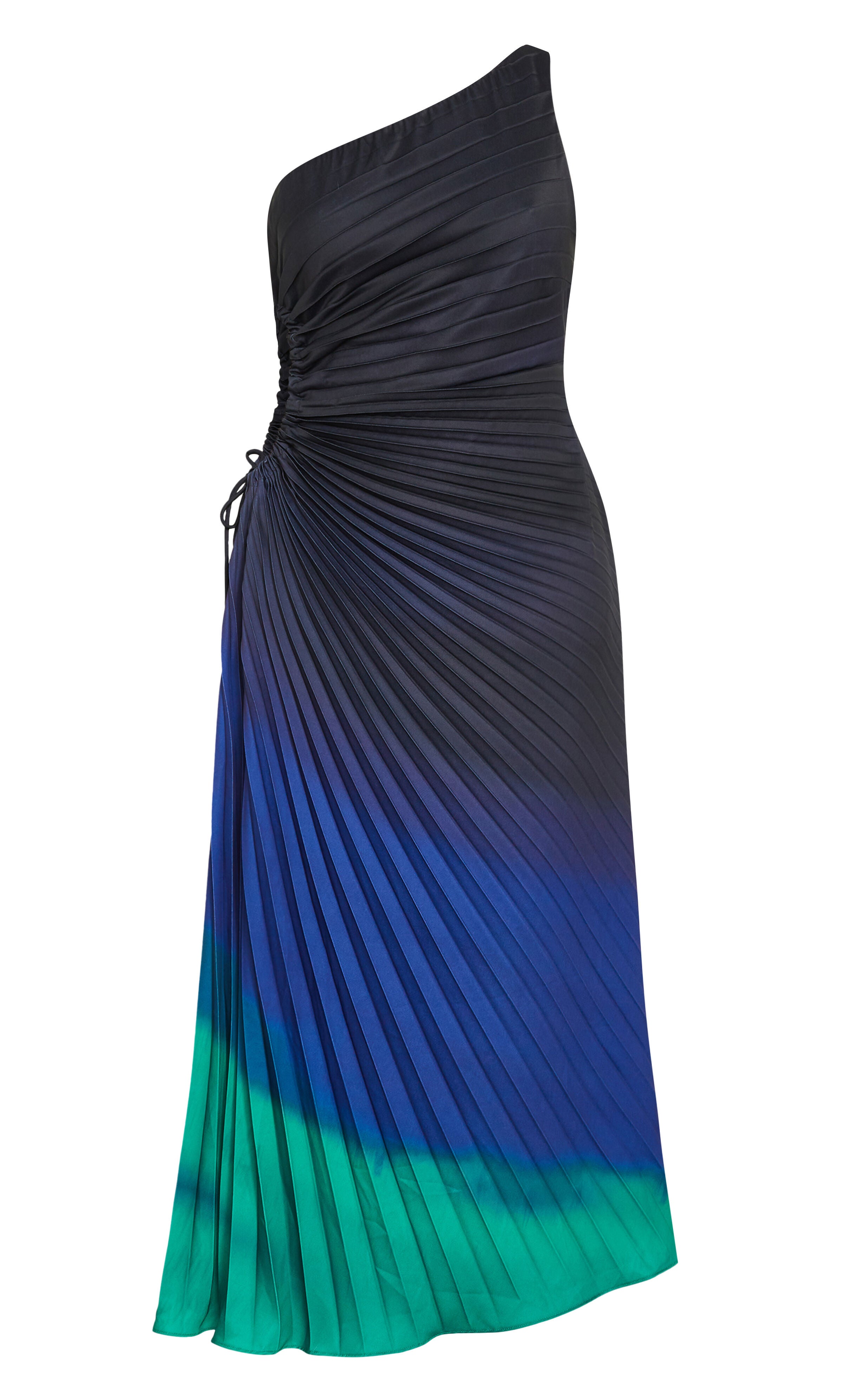 Aliza Pleat Maxi Dress - peacock, BLACK, alternate image number 3