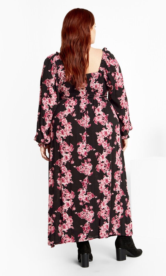 Aurelia Print Dress - black, LUSH FLORAL, alternate image number 1