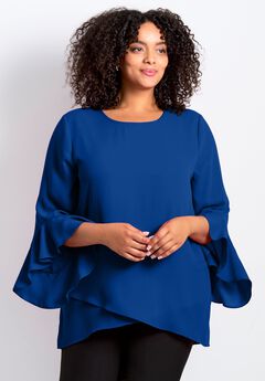 Ruffle Sleeve Tulip Hem Blouse