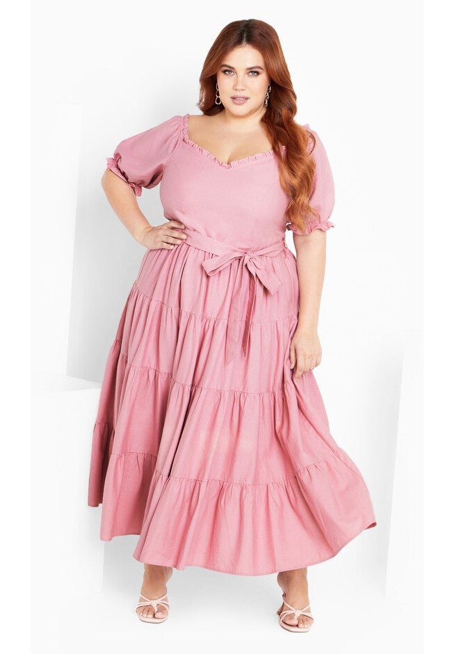 Puff Sleeve Maxi Dress - blush, BLUSH, on-hover image number 1