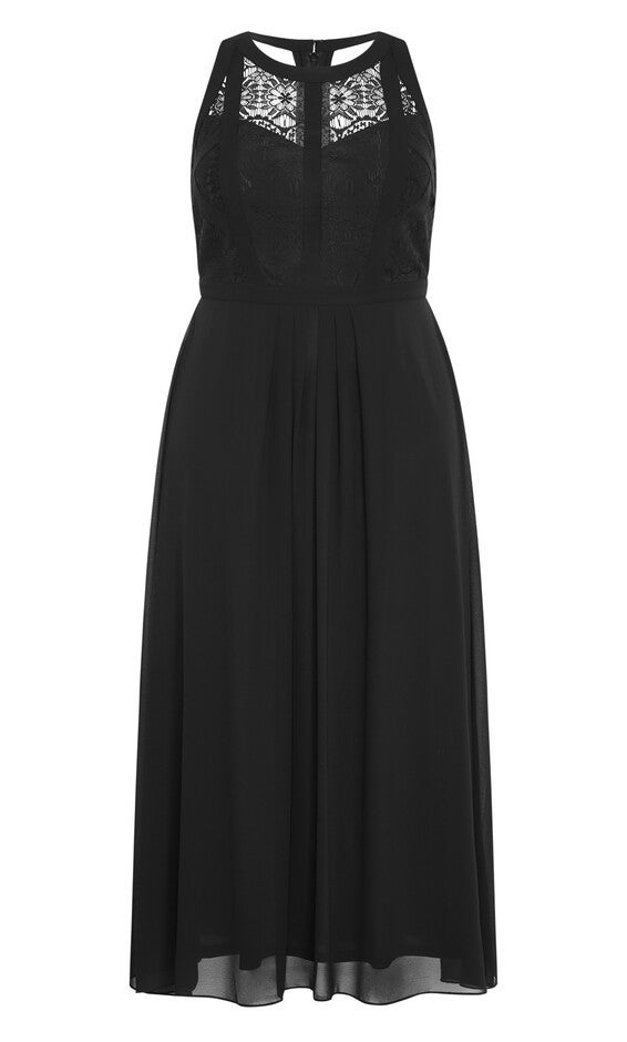 Panelled Bodice Maxi Dress - black, BLACK, alternate image number 4