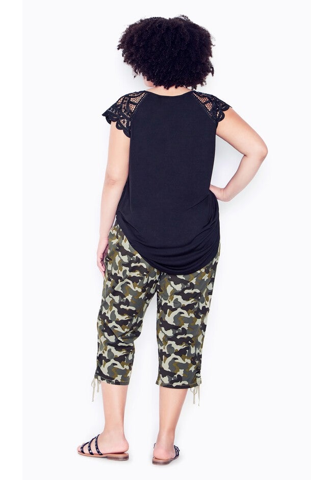 Cotton Cinch Print Capri, CAMO, alternate image number null