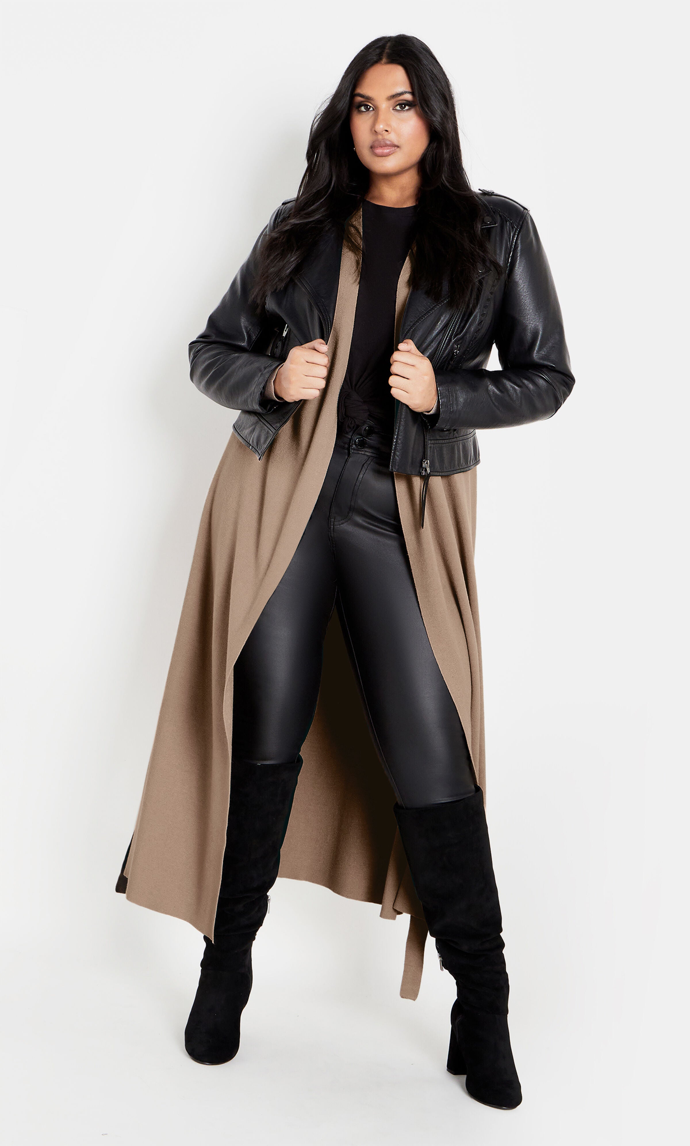 Goldie Longline Cardigan - taupe, BROWN, alternate image number 3