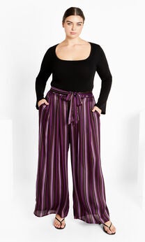 Willow Stripe Pant - plum