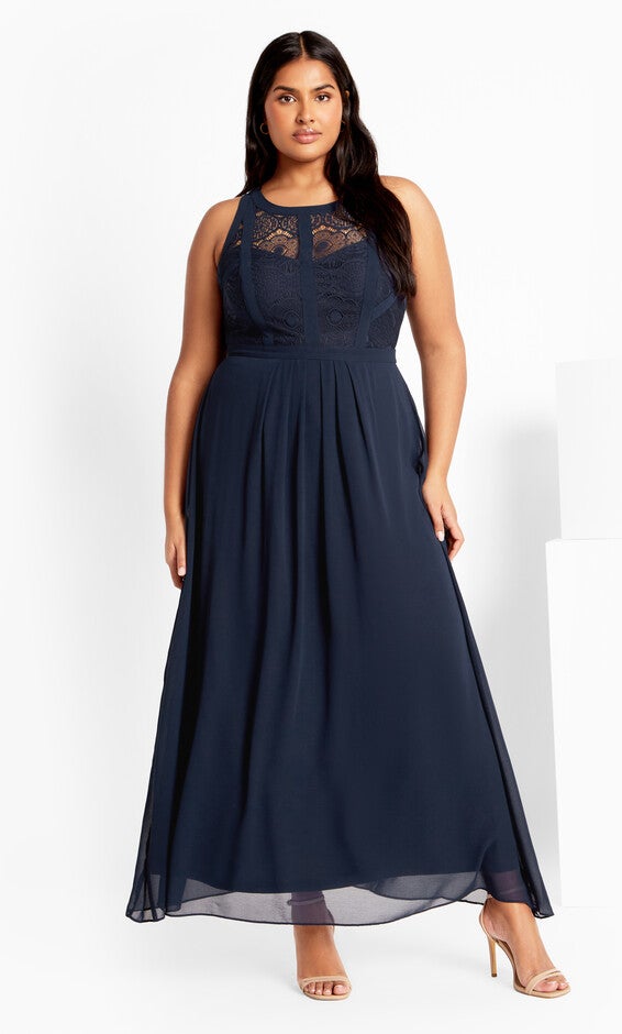 Panelled Bodice Maxi Dress - french navy, BLUE, hi-res image number 0