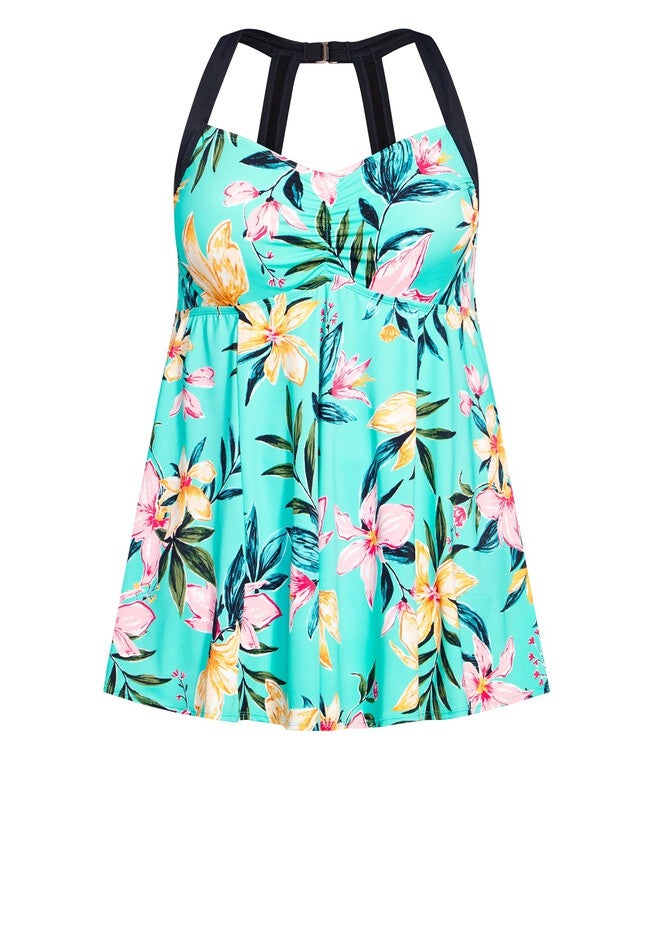 Hi Back Print Swim Dress, SANTIAGO, alternate image number null