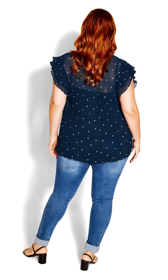 Pleated Spot Top - navy, BLUE, alternate image number null