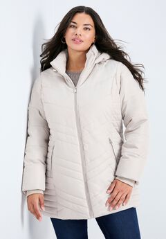 Triple Chevron Hooded Puffer Jacket