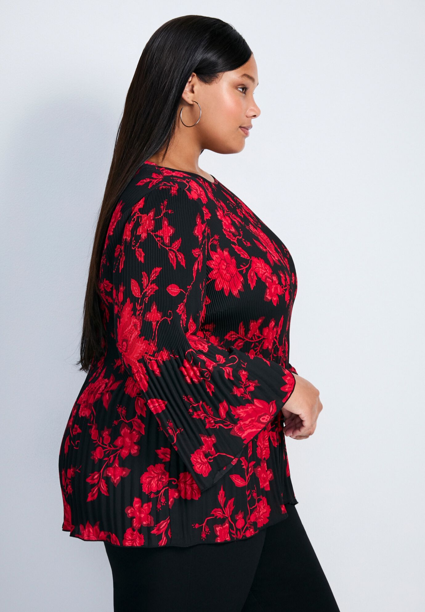 Jay Pleat Blouse, SCARLET BLOOM, alternate image number 1