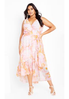 Aliya Print Maxi Dress - sunset rose