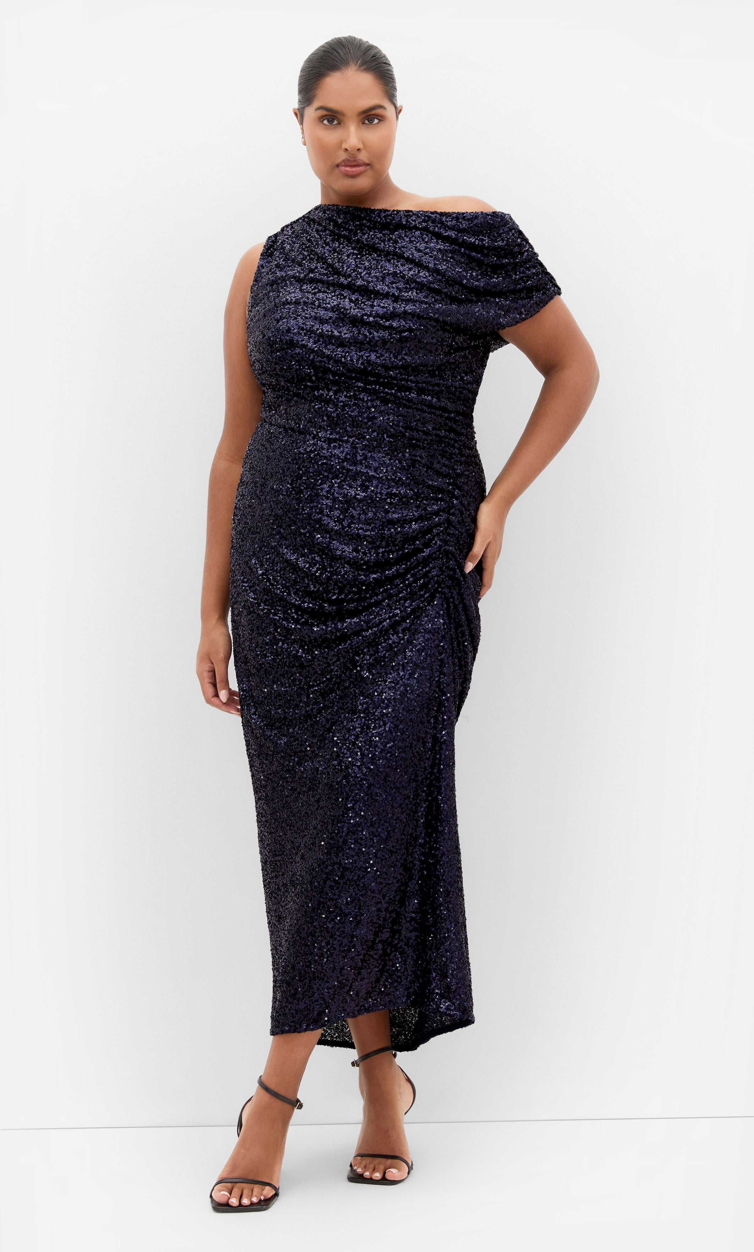 Sequin Star Off Shoulder Maxi Dress, BLUE, hi-res image number 0