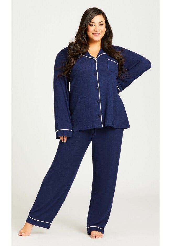 Hacci Button Plain Top, NAVY, alternate image number 2
