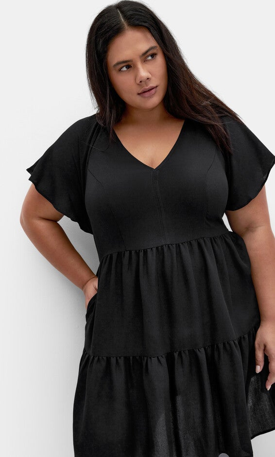 Frill Mini Dress - black, BLACK, alternate image number 3