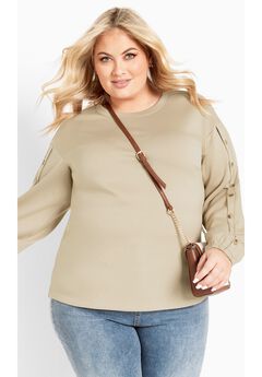 Elena Round Neck Button Top