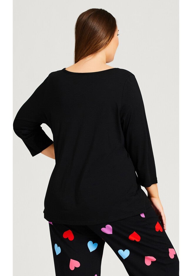 Heart Print Top, BLACK, on-hover image number 1