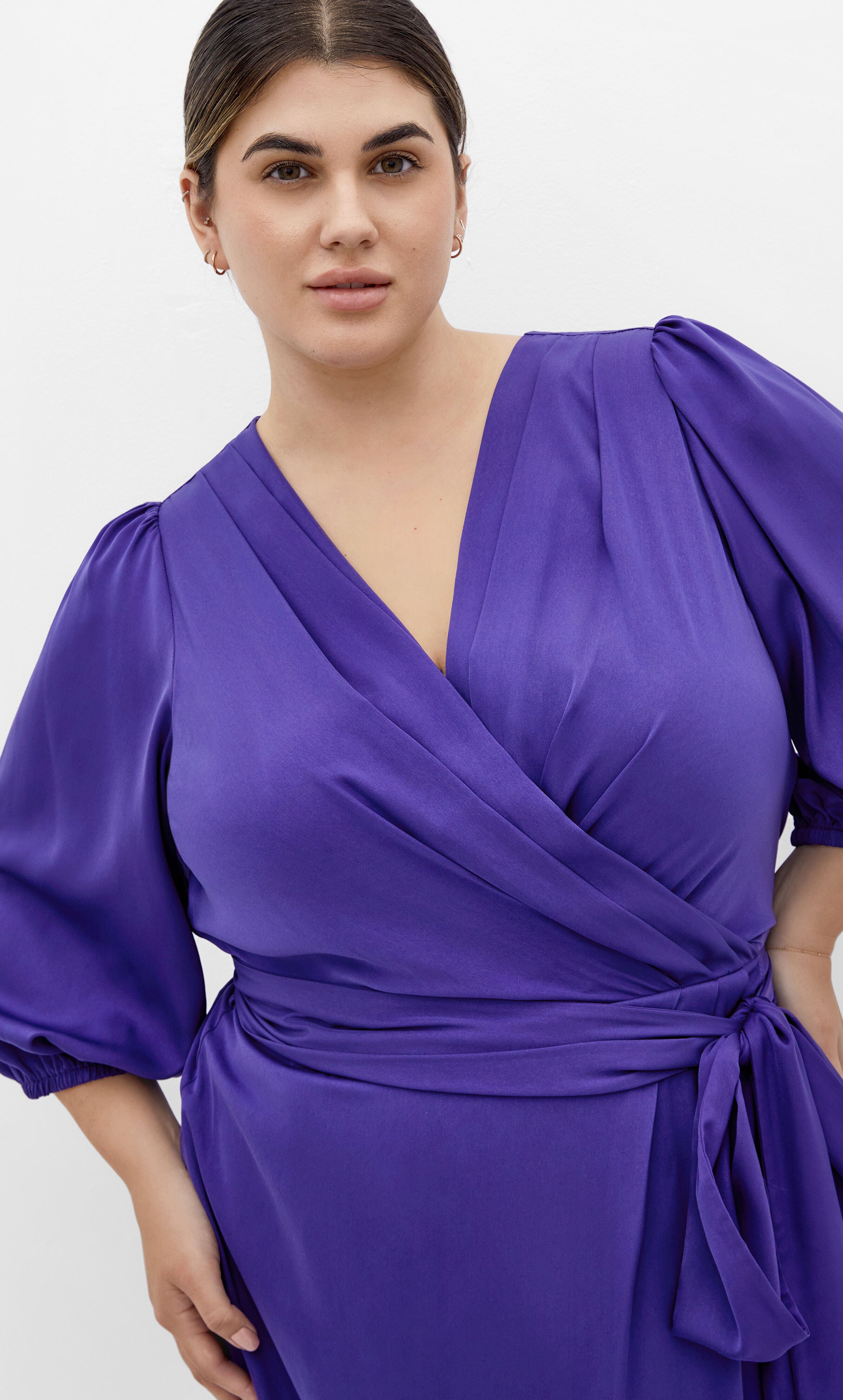 Opulent Elbow Sleeve Dress - violet, PURPLE, alternate image number 3