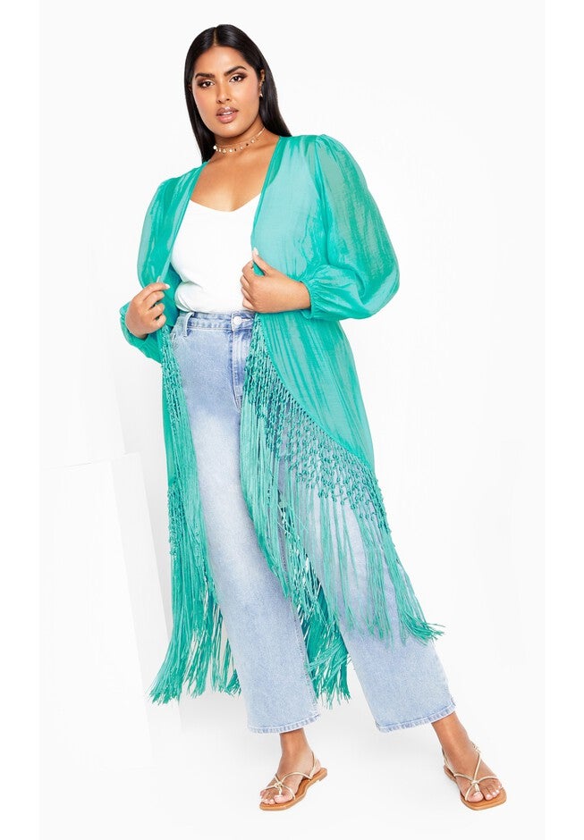 Calypso Fringe Jacket - lagoon, BLUE, on-hover image number null