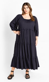 Heather Tier Dress - navy