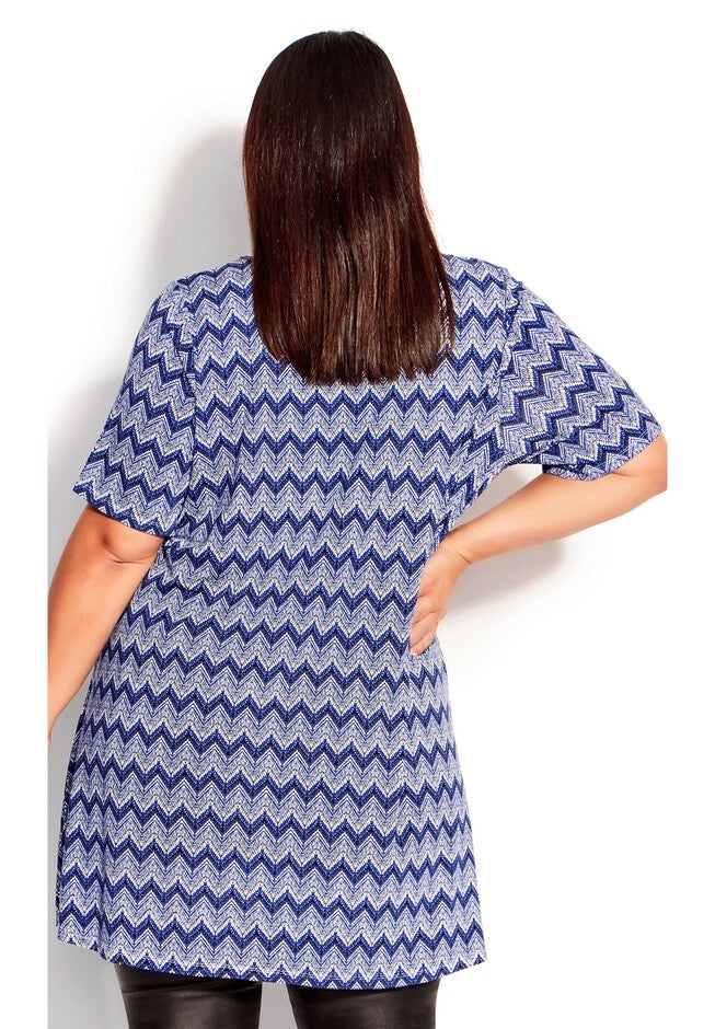 Liv Pleat Print Tunic, MARINE ZIG ZAG, on-hover image number null