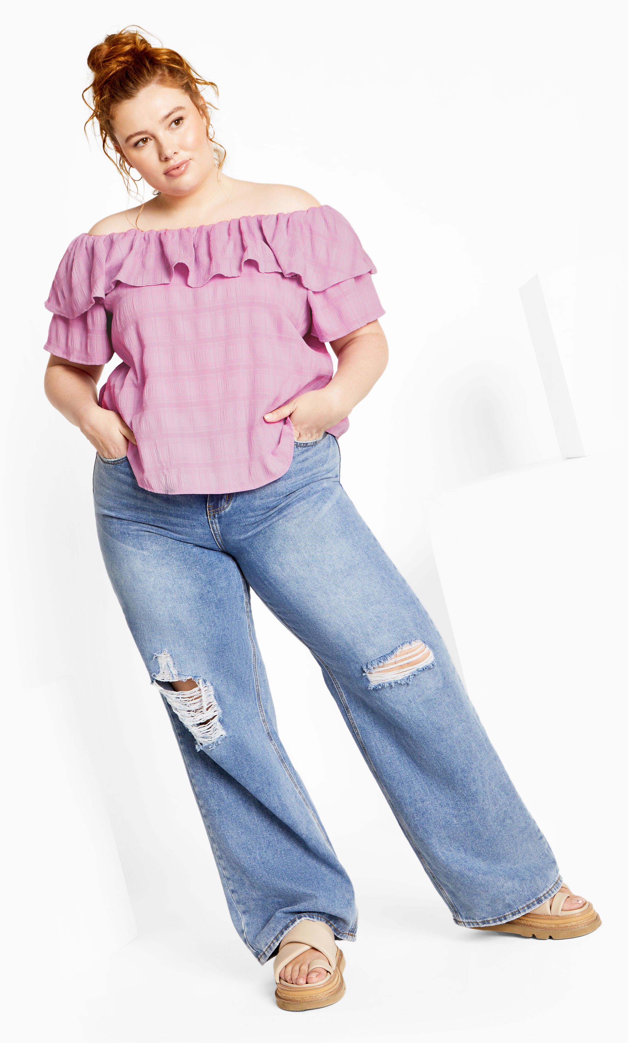 Christy Off Shoulder Top - violet, PURPLE, alternate image number 1