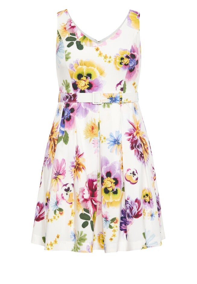 Belted Faye Dress - ivory, WHITE, alternate image number null