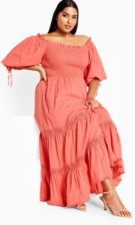 Love Shirred Dress - sugar coral, SUGAR CORAL, hi-res image number null