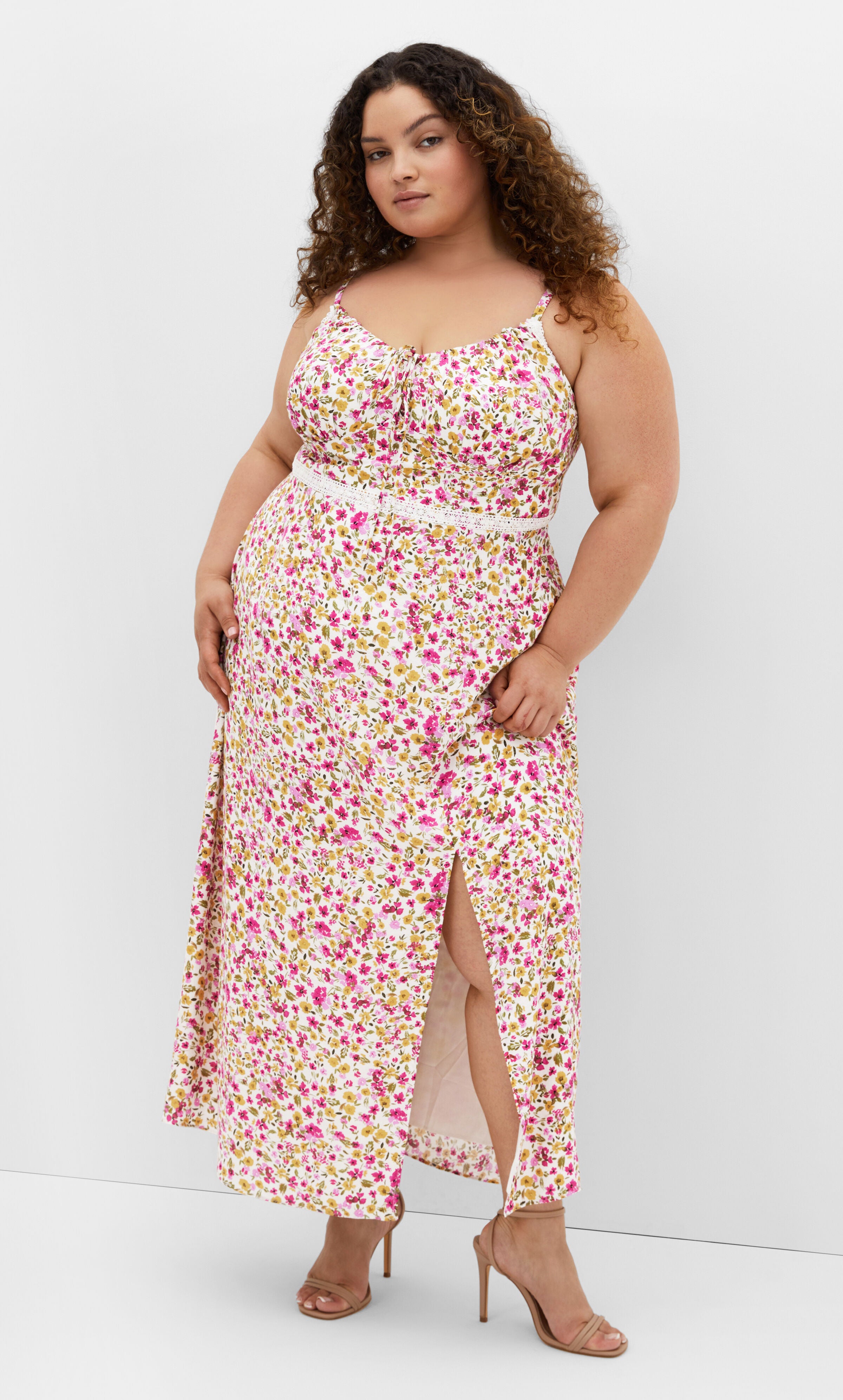 Sweet Floral Maxi Dress - print, WHITE, alternate image number 2