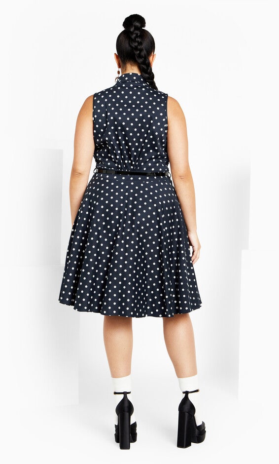 Nellie Dress - navy spot, BLUE, alternate image number 3