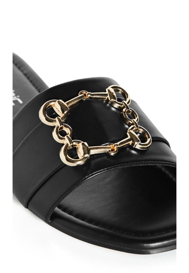 Bejewel Gold Chain Slide - black, BLACK, alternate image number null