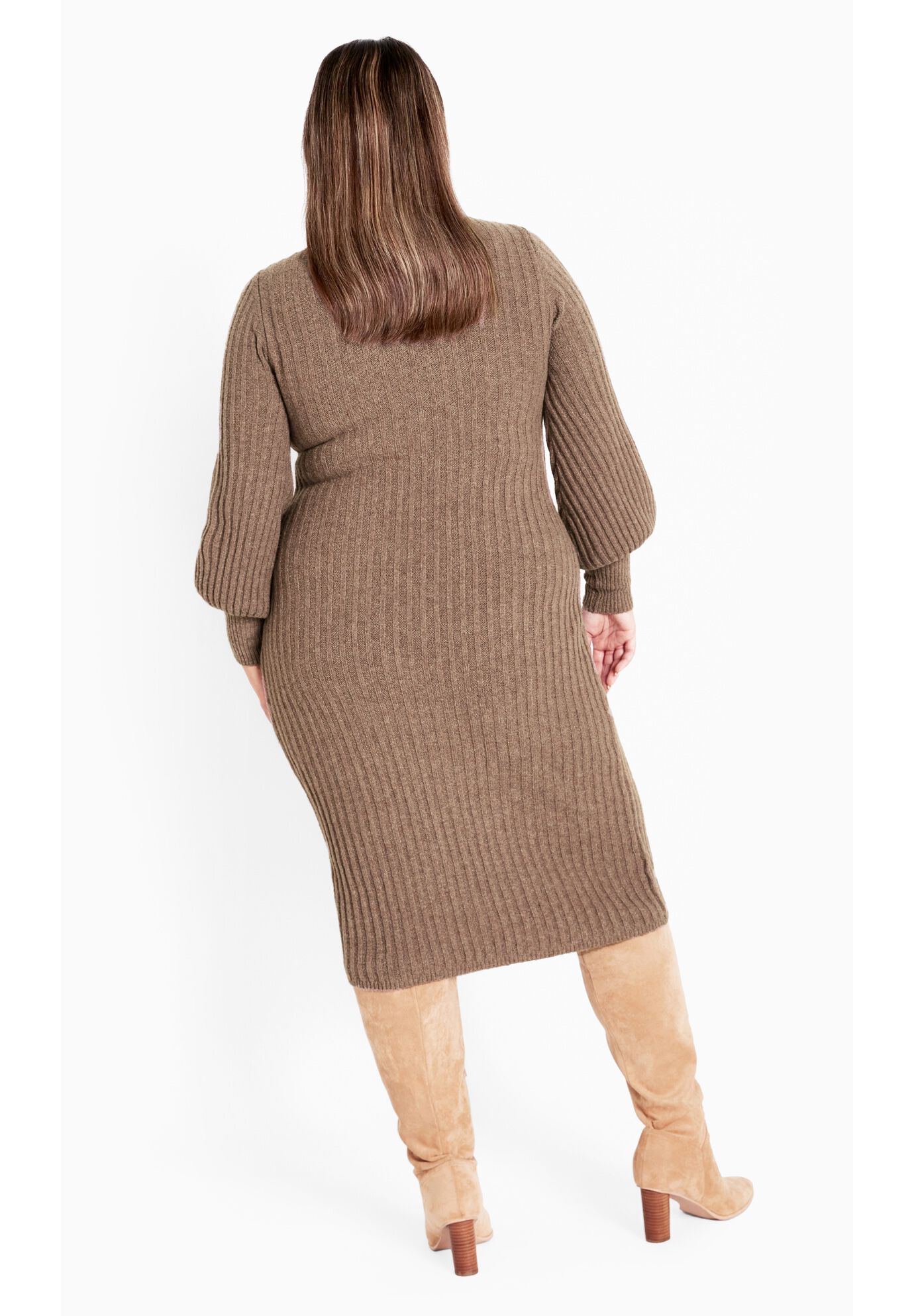 Sasha Rib Dress, LATTE, on-hover image number 1