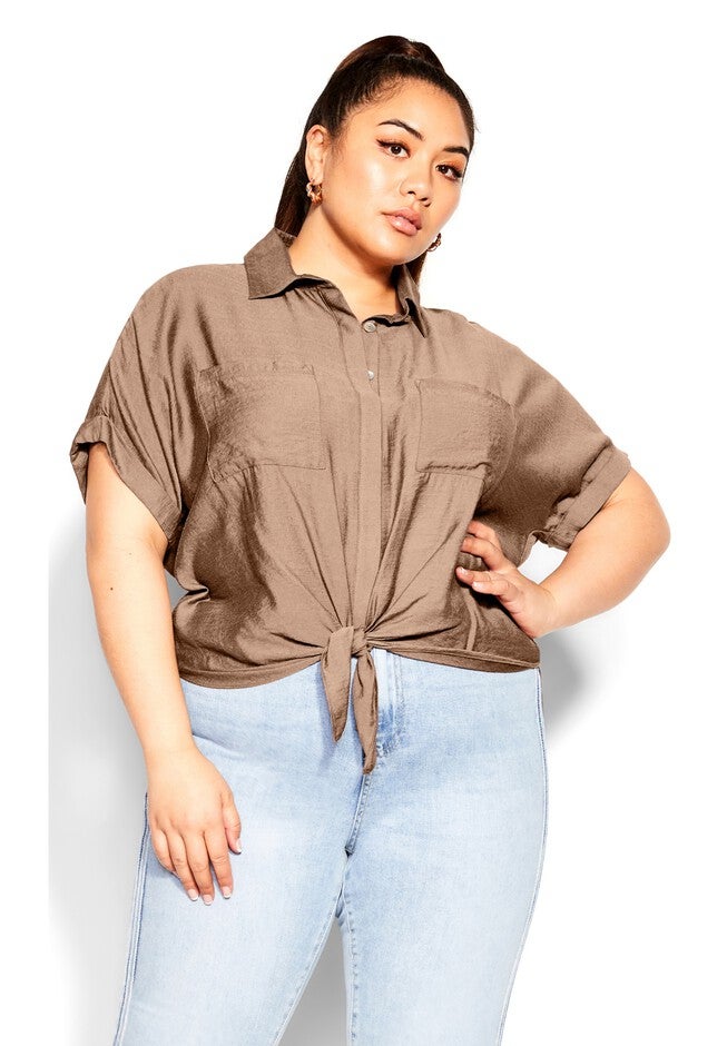 Relaxed Summer Shirt - mocha, BROWN, on-hover image number null