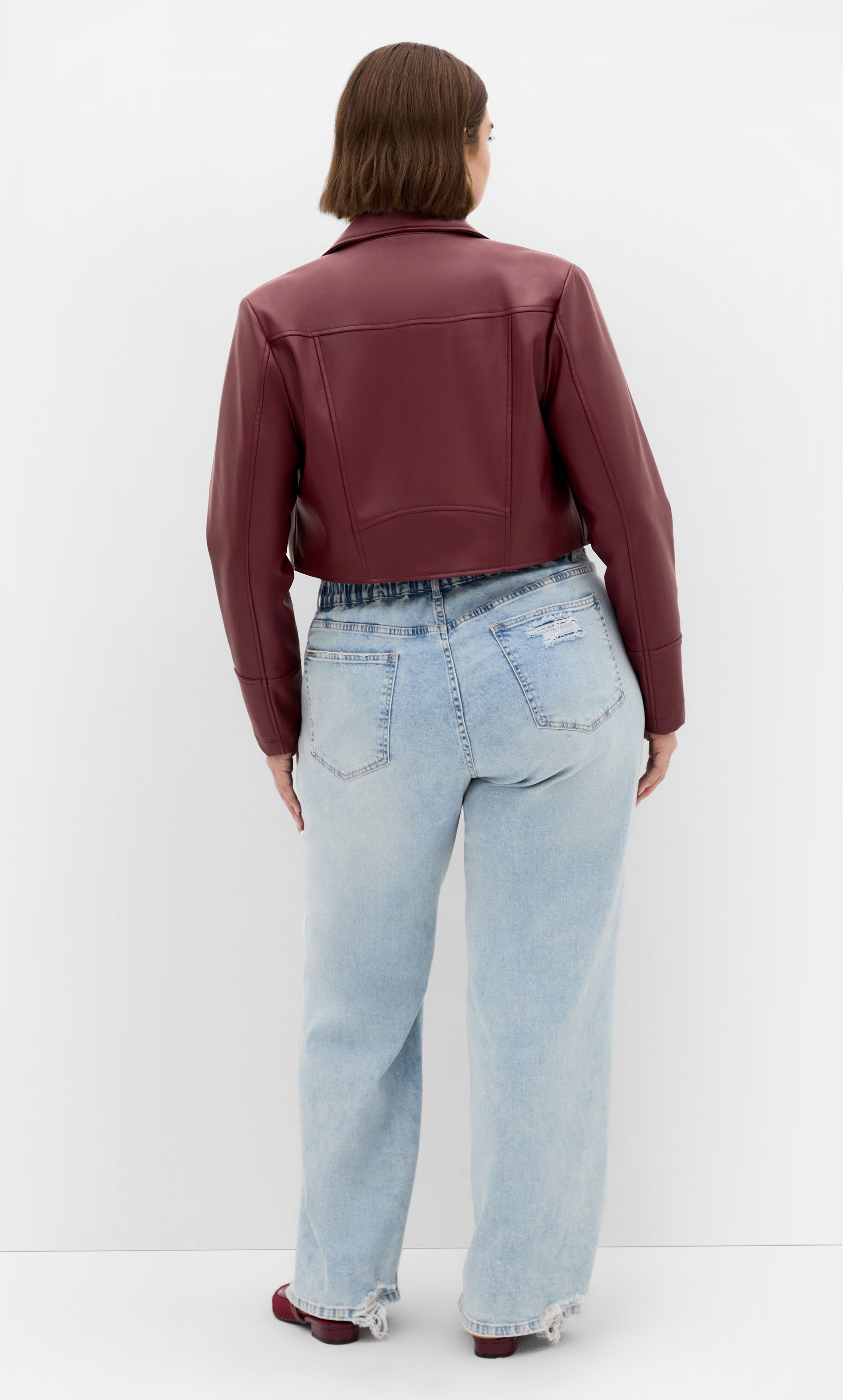 Amira Faux Leather Jacket - dark cherry, RED, alternate image number 1