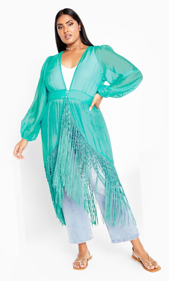 Calypso Fringe Jacket - lagoon, BLUE, hi-res image number null